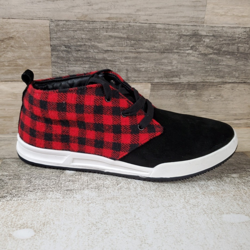 Coldwater Creek Cross Trail Womens Shoes Sz 10 M Red Black Plaid Lace Up Sneaker